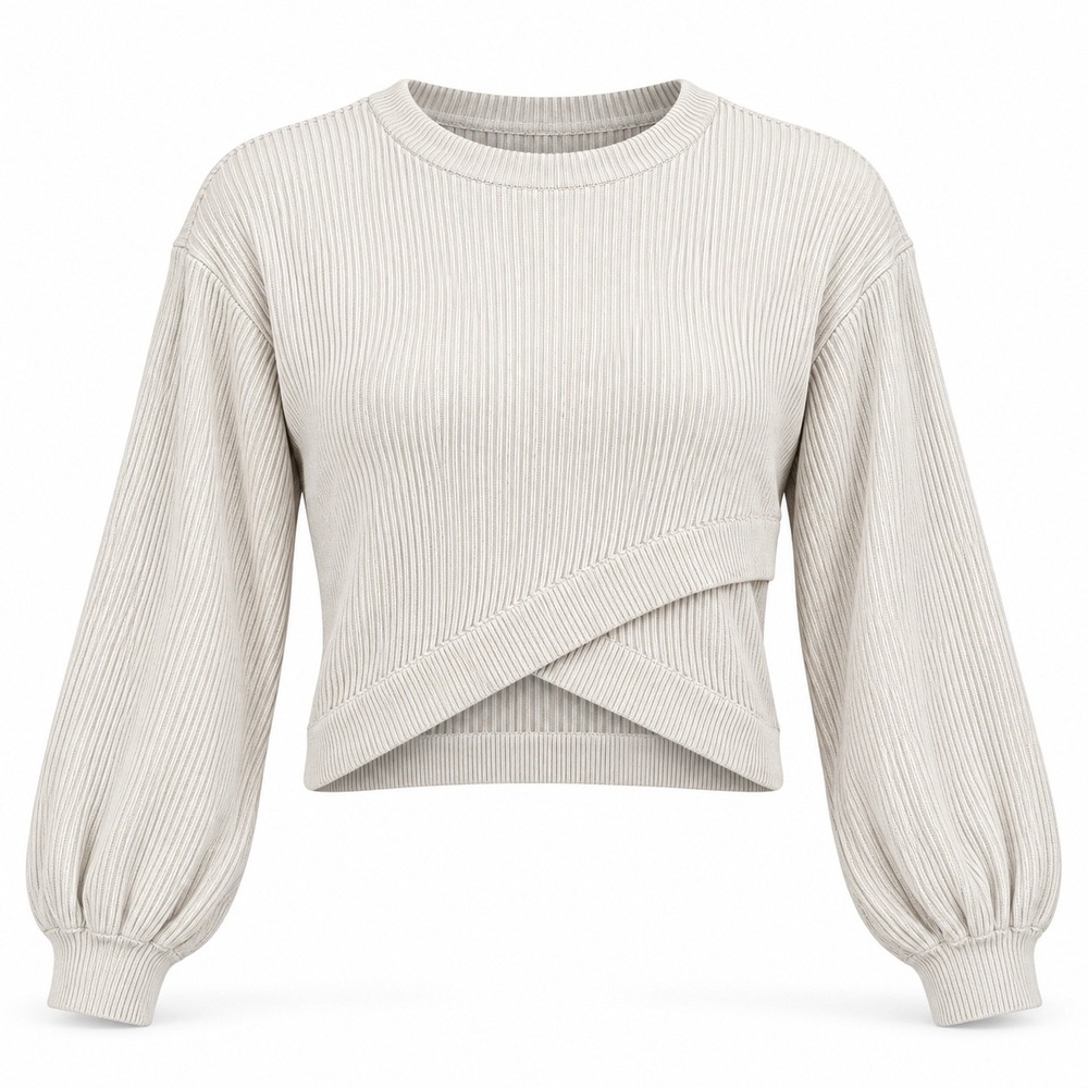 Lululemon Reversible Crossover Sweater Womens Cream Ribbed Cashmere Blend Top